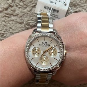 Brand new crystal Coach watch! Two tone color!